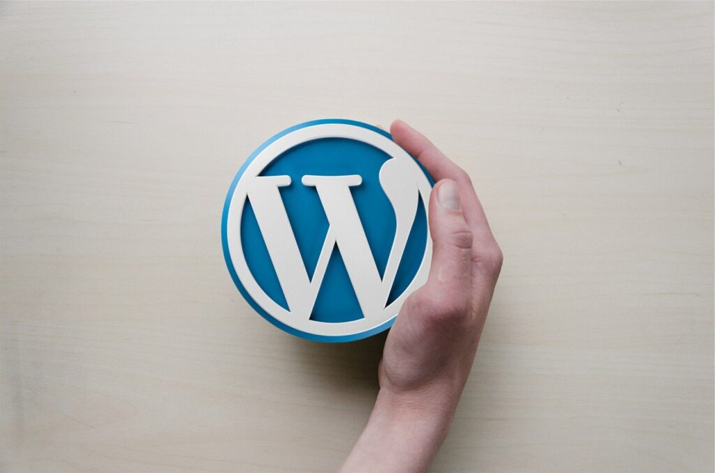 WordPress Logo in der Hand